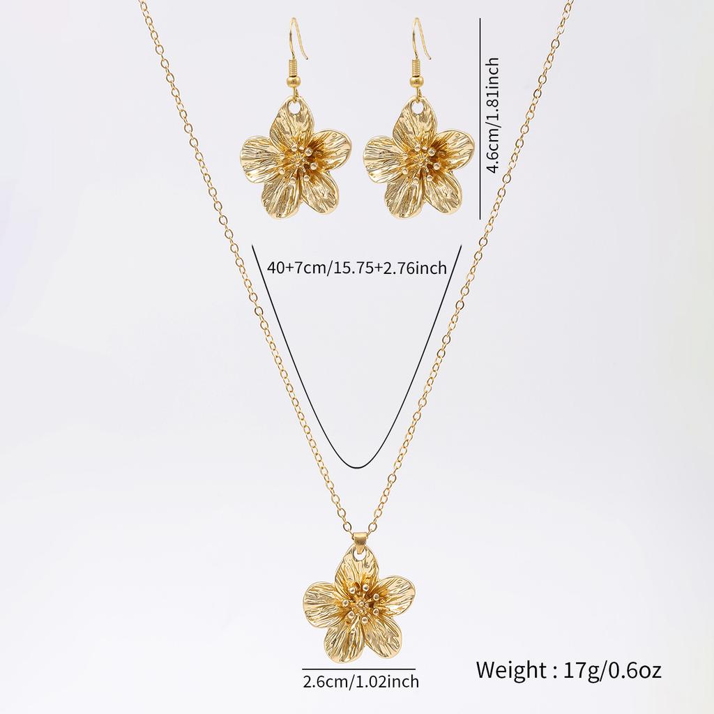 Hot-selling creative flower shape necklace bracelet combination jewelry set elegant temperament style