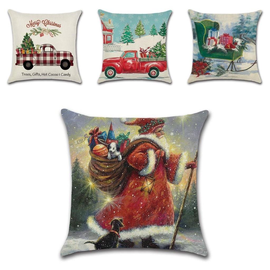 Festive Christmas Cushion Cover Featuring Charming Snowman And Santa Claus Design For Cozy Home Decor