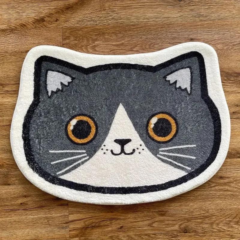 

2.0 Улучшенный материал Мультяшный кот Моющийся ковер Впитывающий коврик для ванной, спальни, прикроватный коврик Нескользящая подкладка Мат для домашнего декора 40X60CM