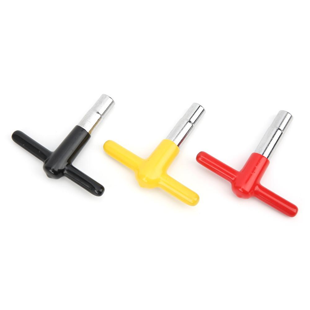 3PCS Yellow+Black+Red T Shaped Drum Key Silicone + Metal Drum Tuner Key For Percussion Drummers