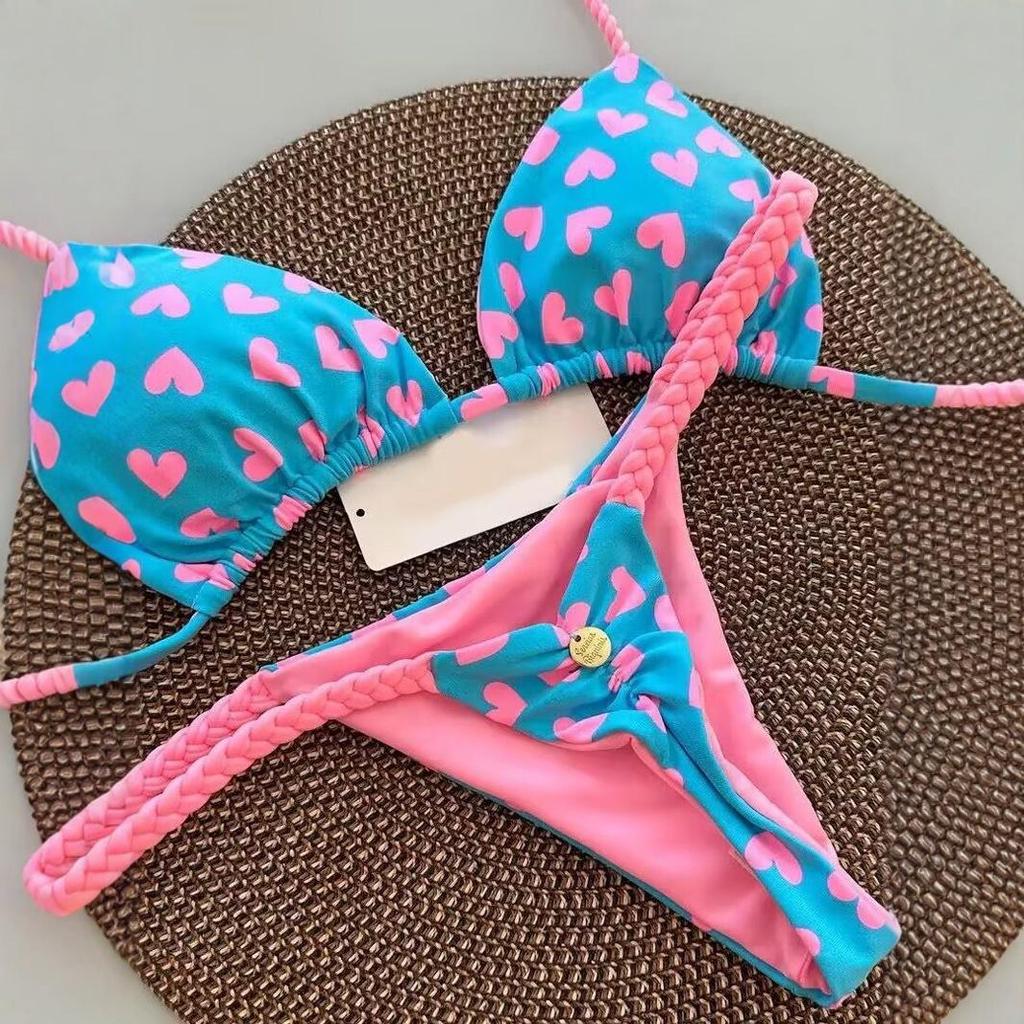 2024 Mehrfarbiger Druck zum Binden Brasilianischer String-Bikini