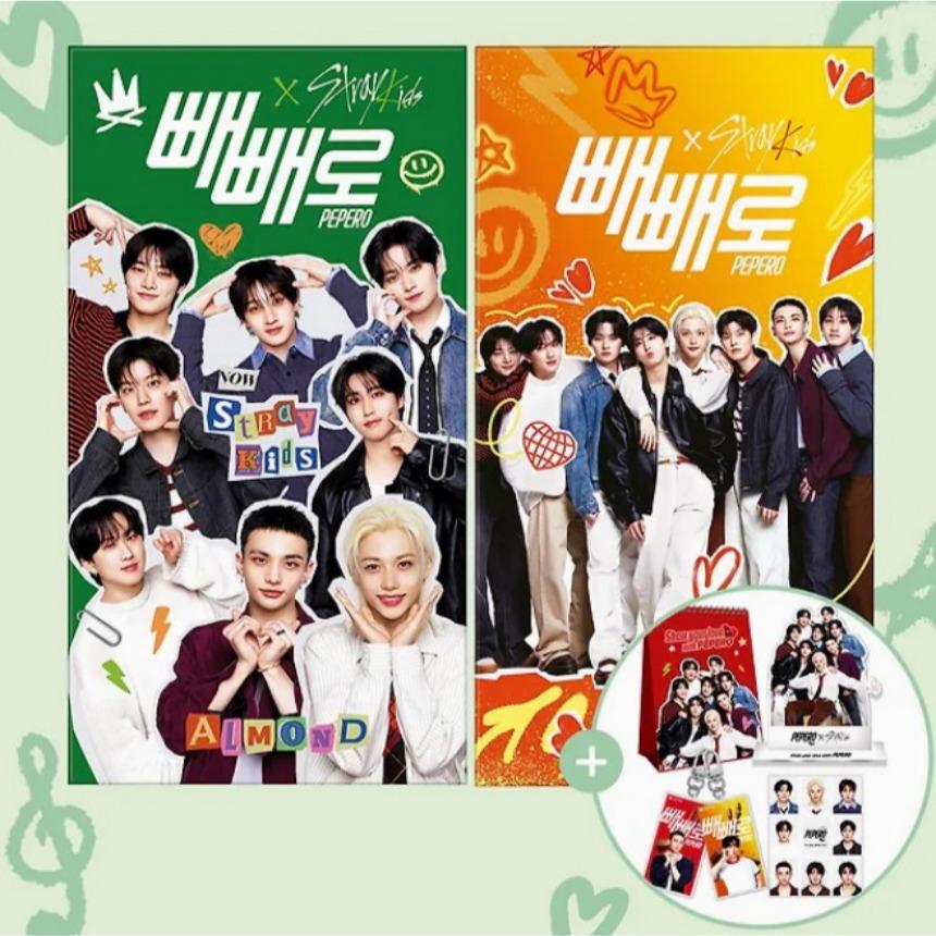 Stray Kids Pepero 6er Set + Stray Kids Kalender + Stray Kids Aufsteller Komplettset K-POP Offizielle Merchandise