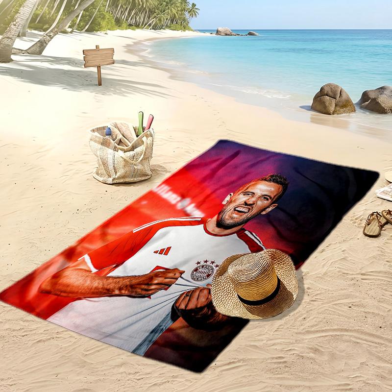 Harry Kane Aufdruck Strandtuch Schnelltrocknend Weiches Handtuch Tragbar Große Rechteckige Stranddecke für Reisen Schwimmbad