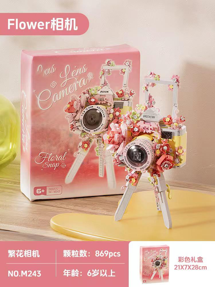 Camera MOC Building Blocks Toys Sets flower mini blocks construction set DIY Bricks Toys for Kids Birthday Gifts Home Decoration