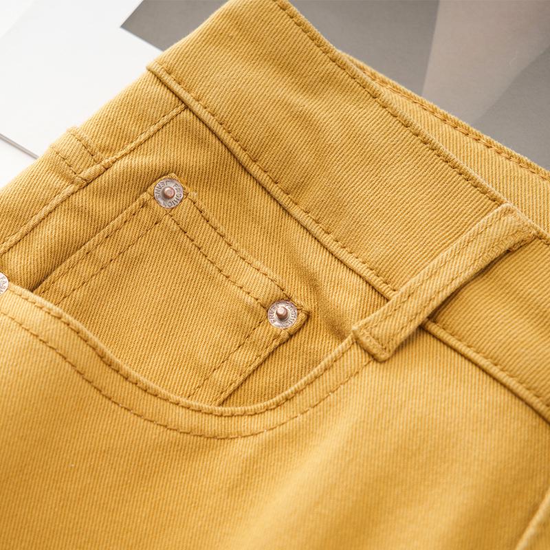 Damen Ingwergelbe Slim-Fit Straight-Leg Jeans - 2025 Frühling & Herbst Mode