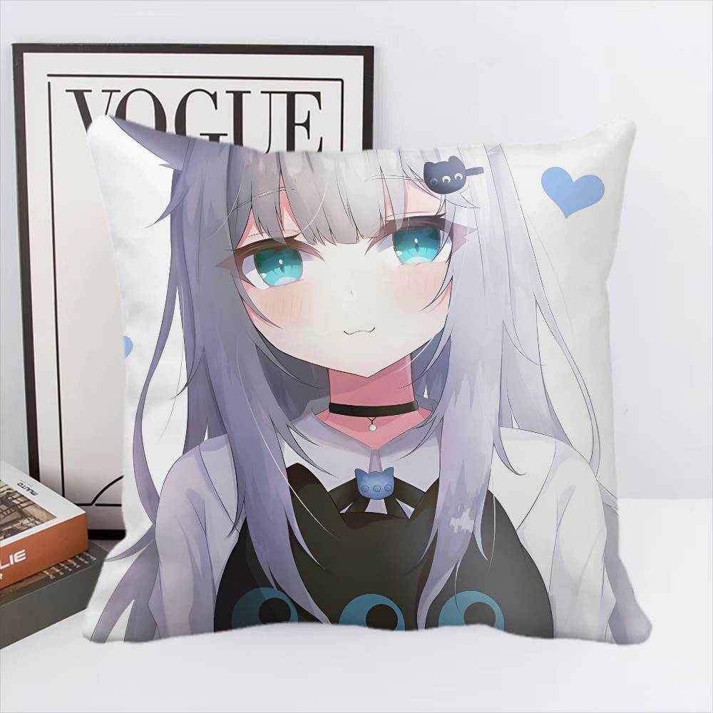 Cute NNachoneko Anime Girl Pillow Case Square Pillow Bedroom Sofa Leisure Comfort Cushion Car Home Decoration