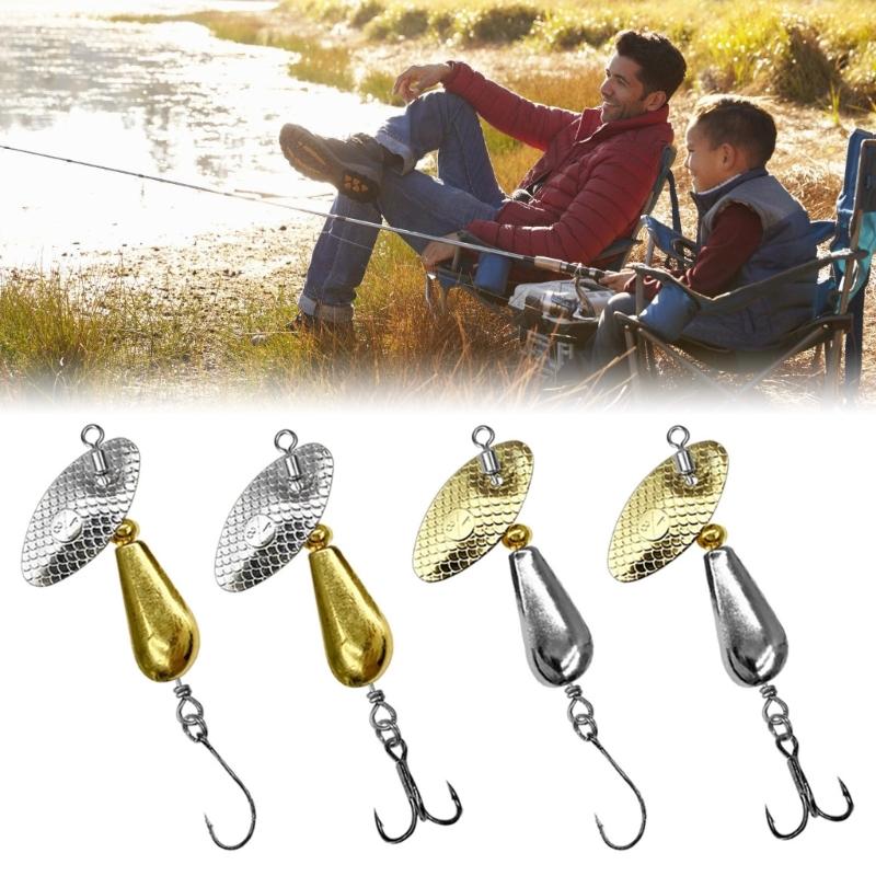 2pcs Fishing Spoons Metal Lures with Hook Rotating Hard Fishing Lures Fishing Sequins Baits for Trout Spinner Baits