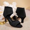 Fashionable High Heel Fish Mouth Knit Shoes Women's Summer 2026 New Style Plus Size Stocking Shoes With Tie Back Strap
