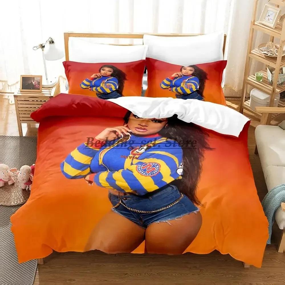 Cute Megan Thee Stallion Bedding Set Single Twin Full Queen King Size Bed Set Aldult Kid Bedroom Duvetcover Sets Bed Sheet Set