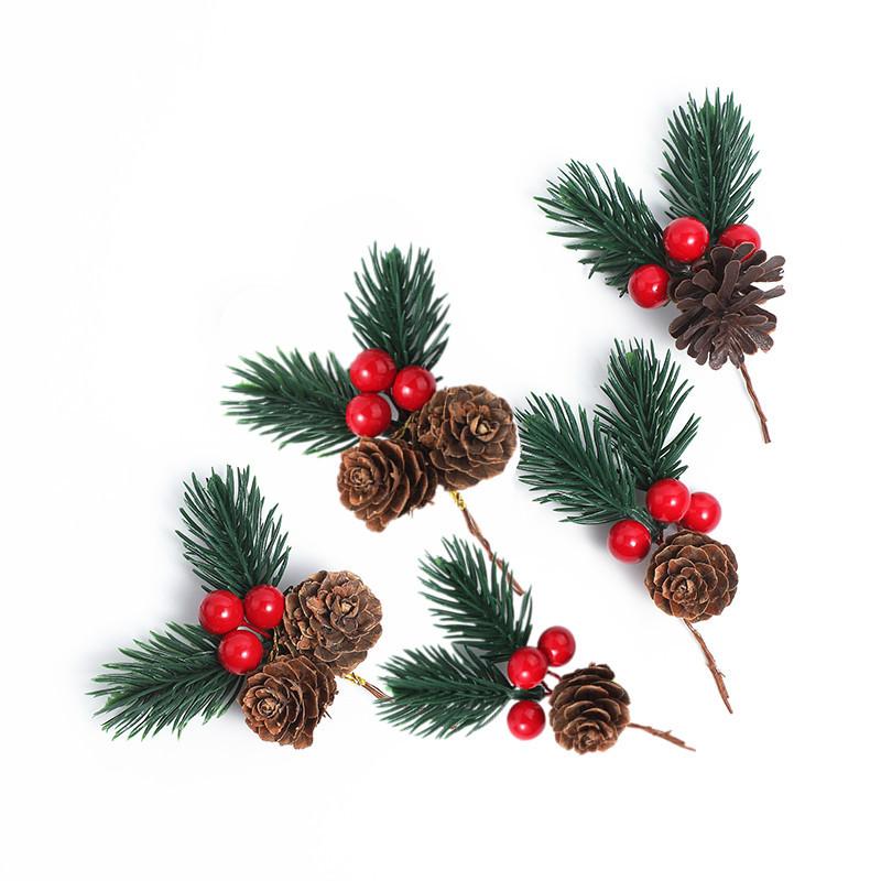 Christmas and Pinecone Picks with Red Berries and Sprays for Holiday Wreath Decor