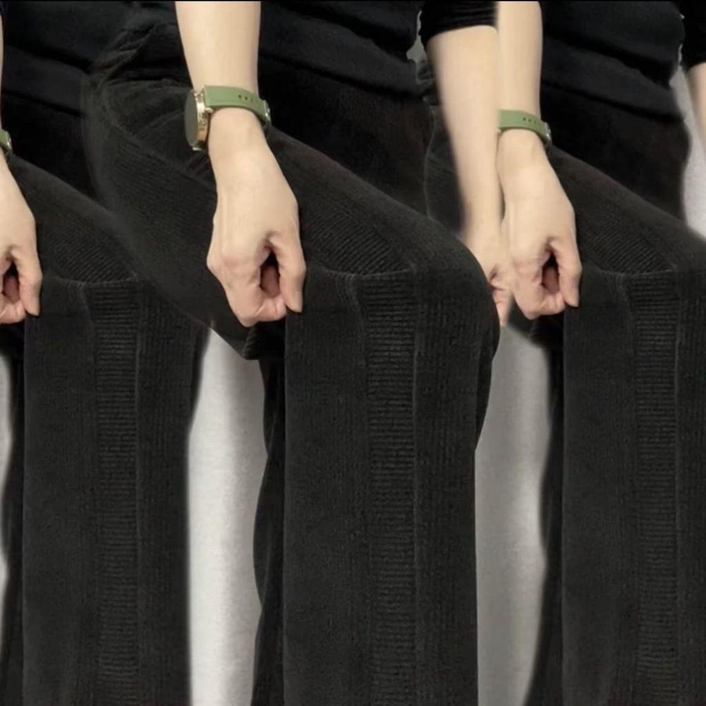 Damen High-Waist Fleecegefütterte Straight-Leg Hose, Herbst/Winter Mode, Verdickt für Wärme, Schlankmachend, Lockere Freizeitpassform