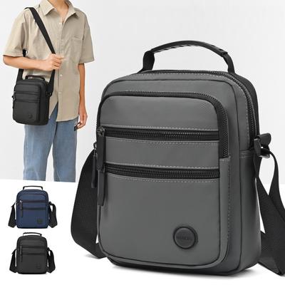 Men's Crossbody Bag Lightweight Oxford Small Square Bag Business Commuter Multi-Layer Shoulder Bag