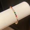 Copper Zircon Round Cuff Bracelet For Women With Vintage Geometric Pattern And Stylish Look