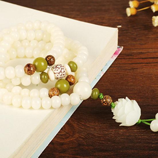 Braccialetti da uomo con perline di preghiera in resina naturale, braccialetto di corda accattivante