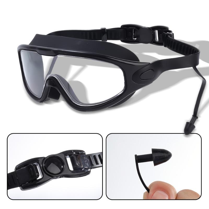 Swimming Goggles Silicone Swim Glasses Big Frame with Earplugs Men Women Professional HD Anti-fog Eyewear Swimming Accessories