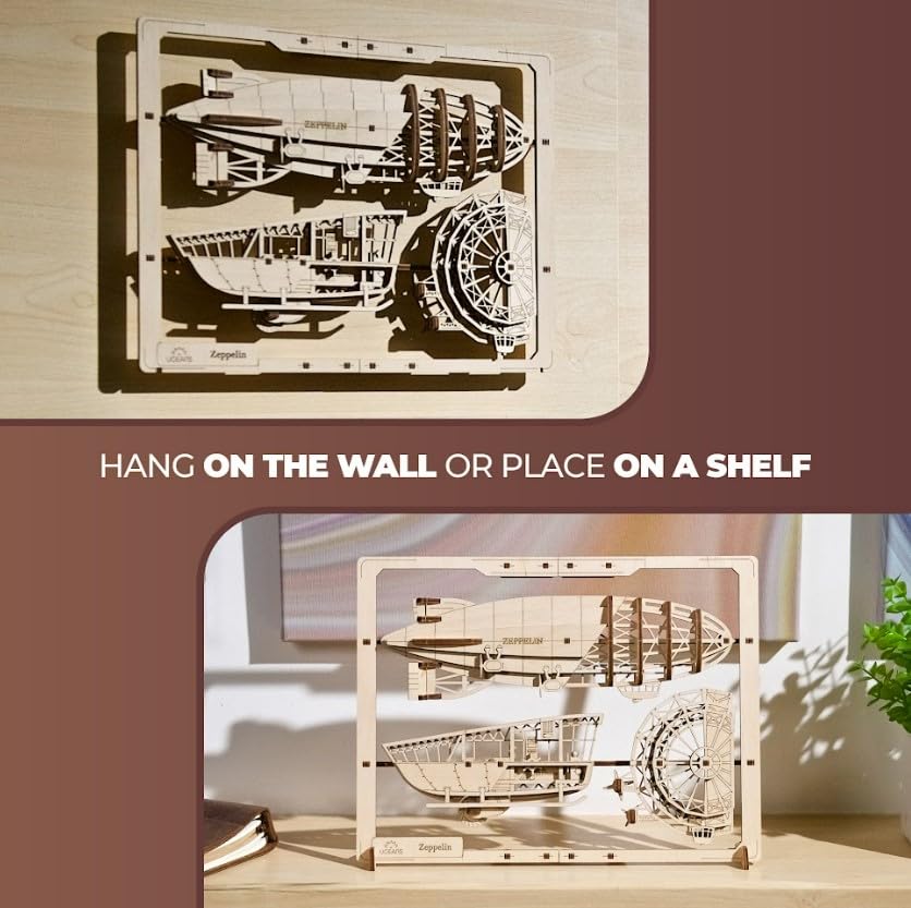 Ugears Zeppelin 2.5D Puzzle 70208 Holz 3D Puzzle Kein Kleber oder Werkzeug für Bastelarbeiten erforderlich
