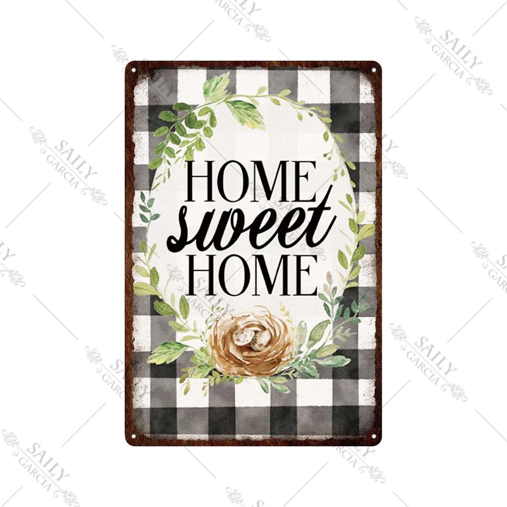 Welcome Home Vintage Metal Tin Sign Garden Wall Decor Metal Poster Sweet Home Tin Sign Family Farm Beach Hut Metal Plates Pla