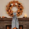 2Pcs Christmas Wreath Sash Plaid Print Garland Accessories Home Wedding Birthday Wreath Bow Indoor Outdoor Party Decor Gift