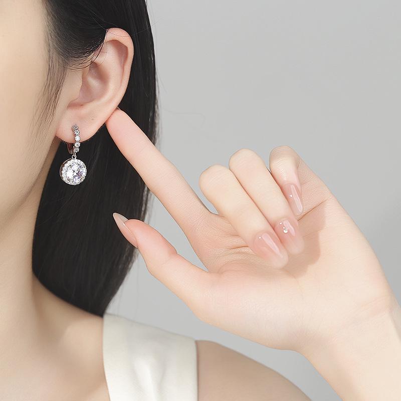 Bright 3 Carat Round Cut Luxury Dangle Earrings - Elegant High-End Jewelry Accessories