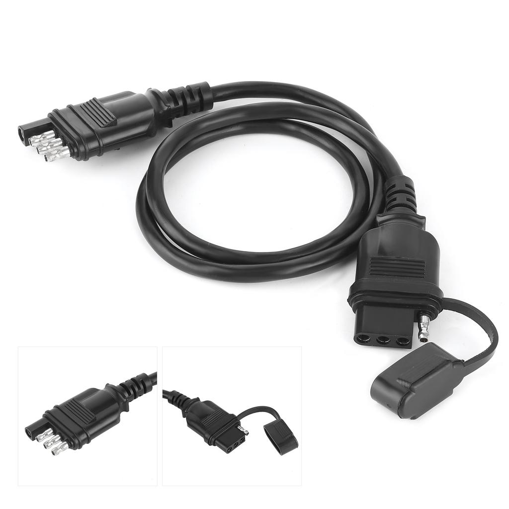 32in Wire Plug 4 Pin Flat Extension Cable Male Female Connector for RV Trailer Accessories