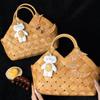Retro Chinese Woven Bamboo Handbag and Zongzi Gift Basket - Perfect for Dragon Boat Festival Celebrations.