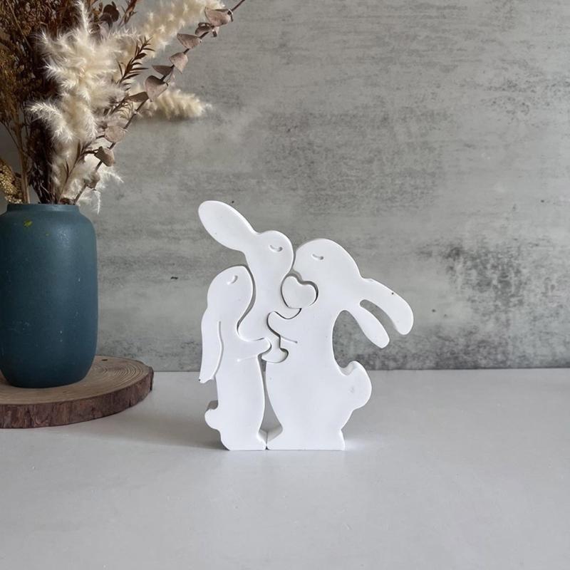 Easter Themed Ornament Mould Flexible Silicone Mold for Rabbit Figurine Decoration Gypsum Mold Jewelry Making Supplies