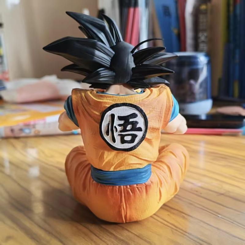 In Stock Wukong Vegeta Gnawing On Hamburgers Figure Fun Sitting Posture Wacky Anime Model Collection Desktop Ornament Toy Gift