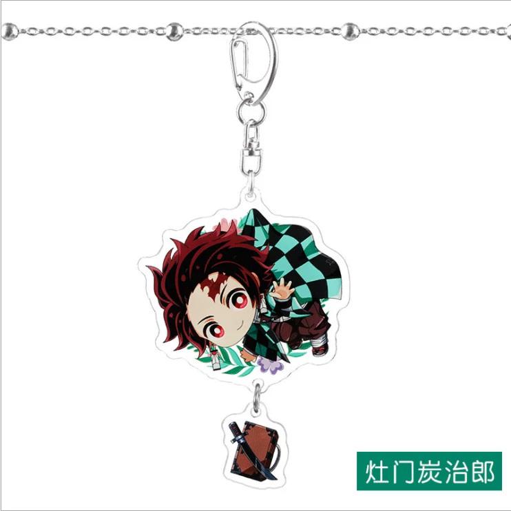 Keychain Pendant Anime Demon Slayer Kimetsu No Yaiba Kamado Tanjirou Double Sided HD Bag Pendant Gift For Fans Cosplay Props Jewelry Gift