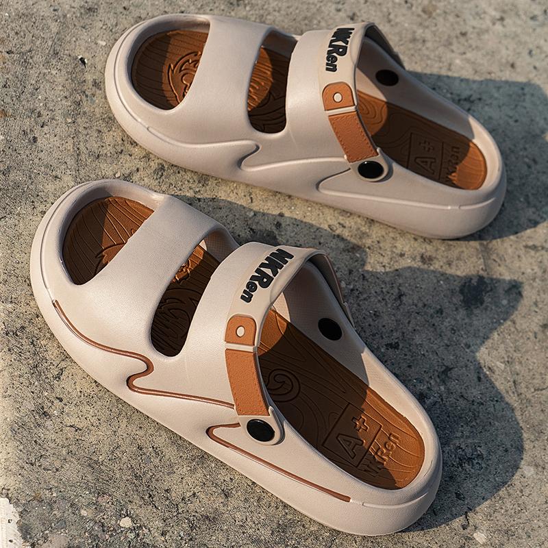 Fashion Men Slippers Platform Non-slip Outdoor Flip Flops Fashion Lightweight Two-Wear Walking Indoor Sandals Outdoor Beach Shoe for Men