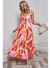 2024 Vacation Style Spaghetti Strap Backless Print Dress for Women