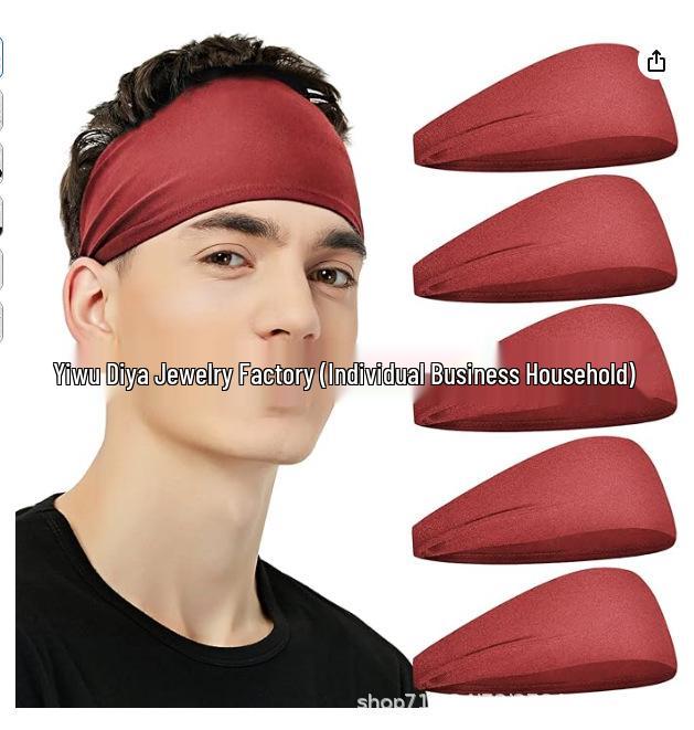 Unisex Elastic Sports & Yoga Headbands, Sweat-Absorbing Cotton Hair Accessories, Solid Colors