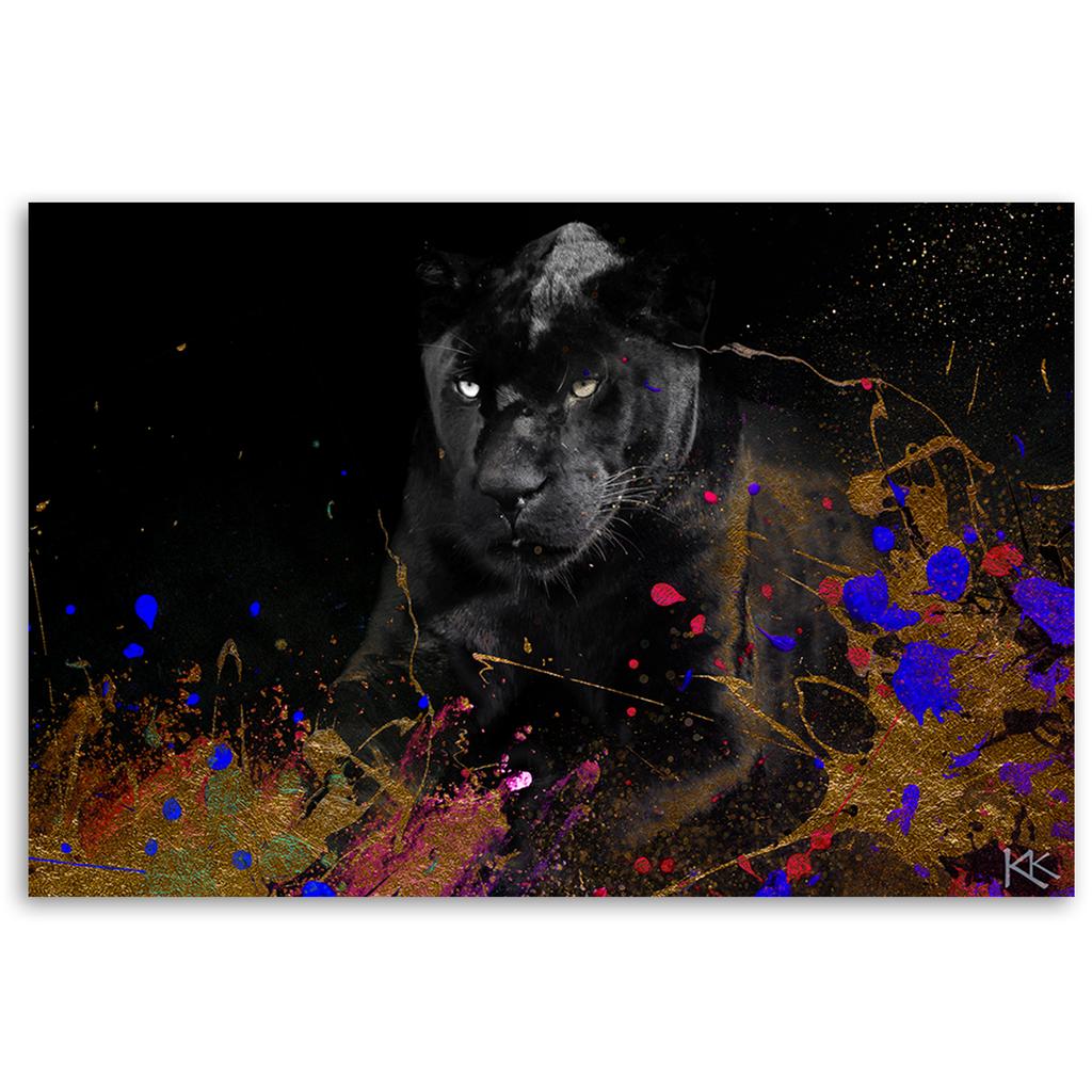 Canvas Print, Black Panther On Coloured Background