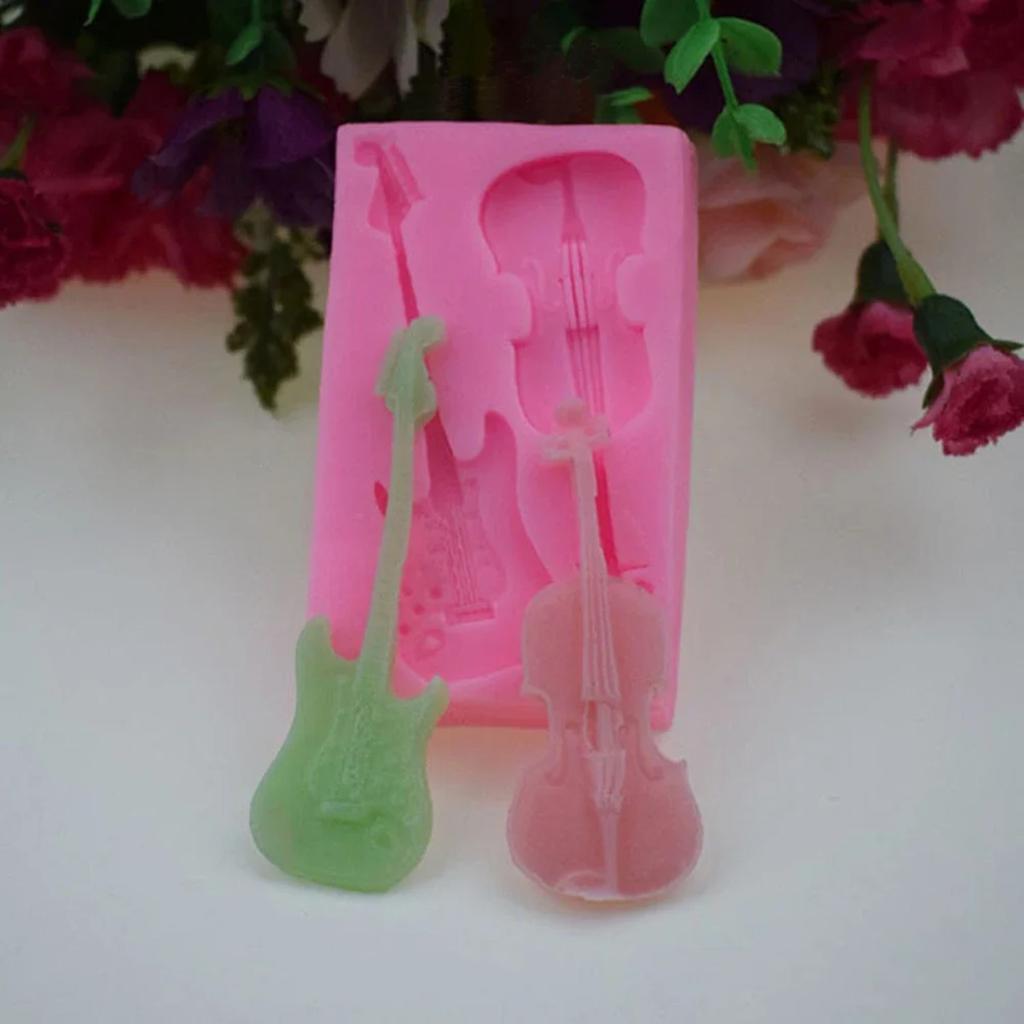 Guitar Silicone Mold for Cake Chocolate Fondant Decor DIY Bakery Accessories Silicone Mold Kitchen Accessories Easy Demolding