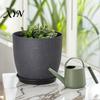 Indoor Planters for Plants Modern Plant Pot with Saucer, Gray Flower Decorative Pots Spaces Drainage Holes, Stone-Look Planter Outdoor Sturdy