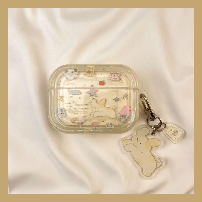 

Case Airpod3 for Apple Pro Earphone Case Second Generation Wireless Bluetooth 1 Third Generation Aipods2 Generation Airpodpro Fifth Generation 5 4 Airpods 3 [Yellow graffiti puppy + ornaments]]