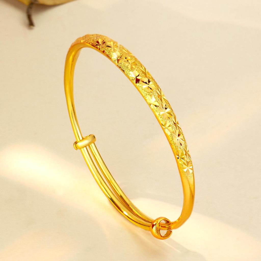 Women's Retro Star Bangle: Imitation Gold Push-Pull Bracelet