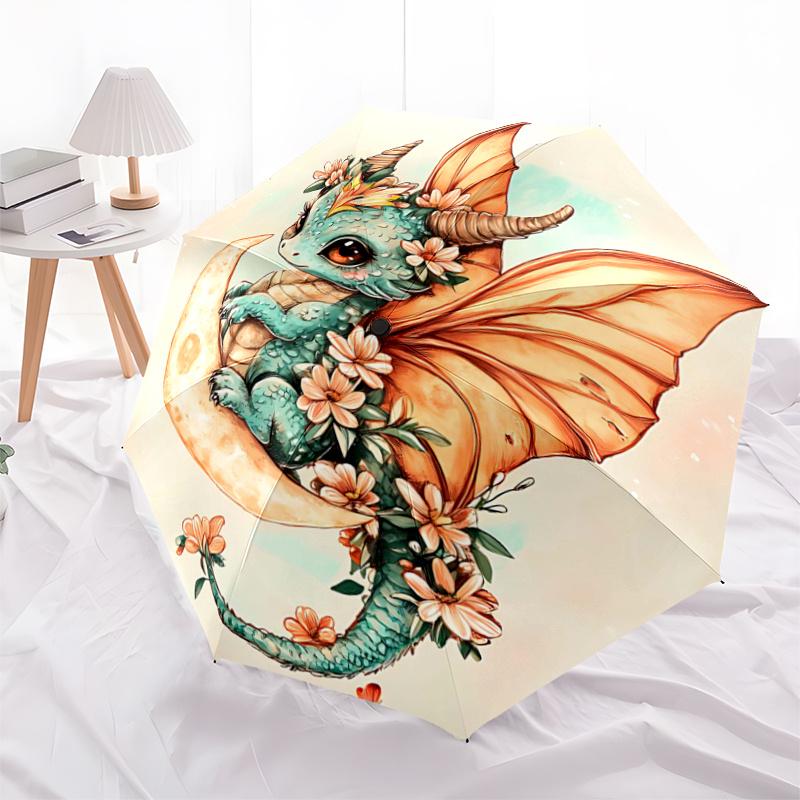 

1pc Automatic Opening/Closing Cartoon Umbrella with Portable Tri-Fold Design, 8-Bone Iron Frame - Outdoor, for Festivals, Travelers, Daily Use, and Gi
