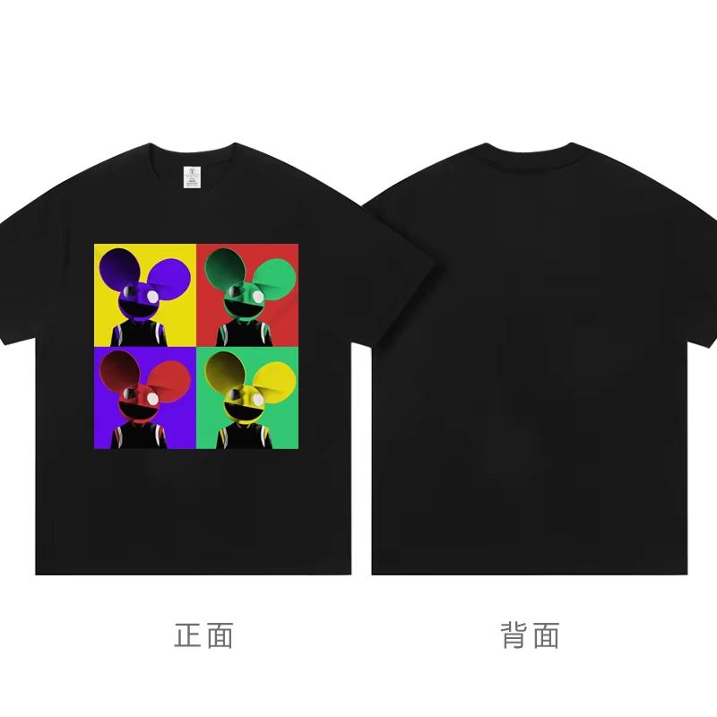 

Чоловіча футболка з коротким рукавом Deadmau5 Electronic Mouse Топ 100 DJ одягу Навколо Електронний Банджі Диско Круглий виріз Бавовняна футболка XL