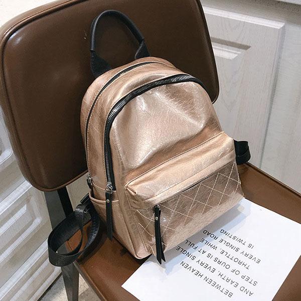 Damski Wielofunkcyjny Miękki Plecak PU Wszechstronna Uliczna Torba z Jasną Powierzchnią Jednokolorowa Casualowa Torba na Jedno Ramię