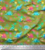 Soimoi Black Japan Crepe Satin Fabric Aster Flower & Dinosaur Kids Print Fabric by Metre 42 Inch