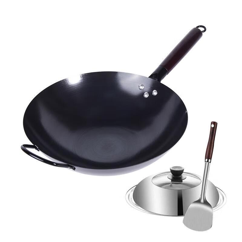 Fushangchu 32cm Nitrided Iron Wok Set
