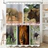 Big 5 Kruger Shower Curtain African Animal Print Decor for Bathroom Custom Size Available (Elephant Leopard Rhinoceros Buffalo)