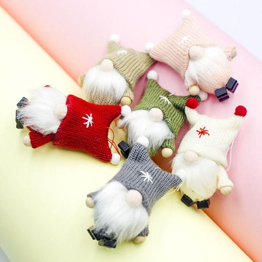 3 Pcs Nordic Mini Christmas Gnome Pendant Handmade Soft Faceless Rudolph Pendant Cute Elf Gnome Figurine New Year
