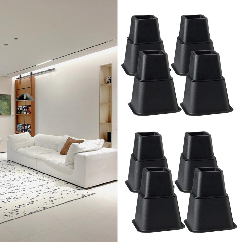 8Pieces Practical Furniture Risers 6Inch Height Adjustable Bed Leg Extenders Convenient for Small Space Daily Use