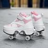 Kids Roller Skates Shoes 6-15 Years Old Four-wheel Deformation Can Walk Can Skate Skates Girl Runaway Shoes