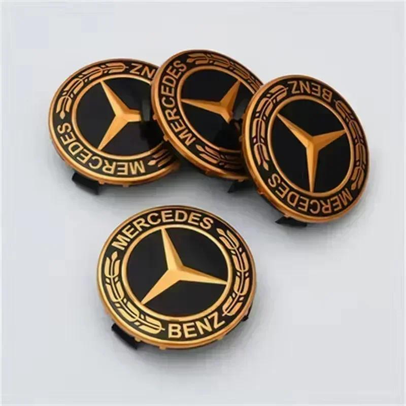4 Pieces/Set 75mm For Mercedes Benz AMG W203 W206 W220 W205 W211 W212 Car Wheel Center Hub Caps Benz Emblem Tire Rim Covers CD2