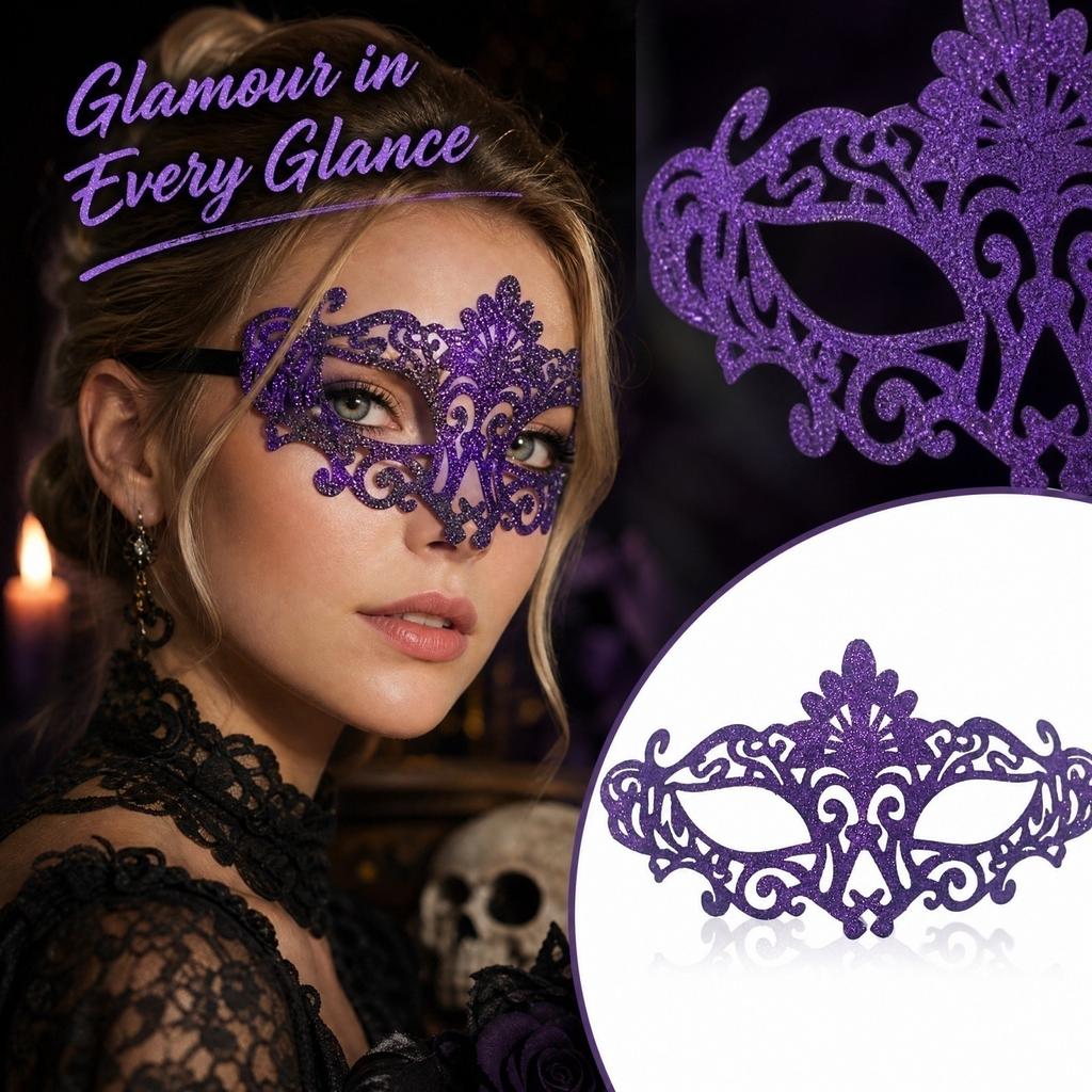 Vintage Half Face with Glitter Peacock Design for Halloween Masquerade Party Prop