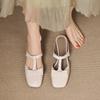 Fashion Baotou Half Slippers Women's Summer New Square Toe Shallow Mouth Bow Low Heel Block Heel Slip-on Wear-resistant Slippers