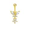 Elegant Dangled Belly Ring Zircon Curved Barbell Daily Butterfly Navel Piercing  Party