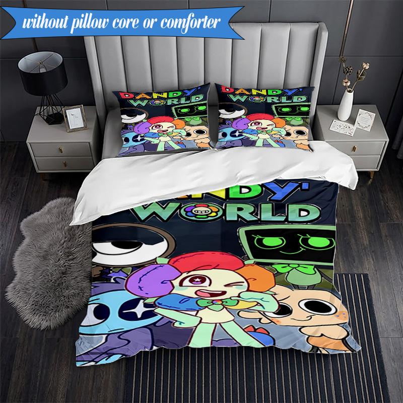 3PCS Cartoon Characters Dandy Collage Bedding Set,Including 1pc Duvet Cover And 2pcs Pillowcases Perfect for Bedroom, Dormitory, Fan Christmas gift